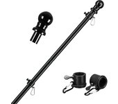 1.8M Telescopic Flag Pole with Tangle-free 360 Rotating Rings Stainless Steel Guide Banner Flag Pole Wall Mount Flag Pole Holde