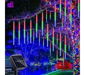 1pc Solar 30cm Meteor Rain String Lights Meteor Shower 8 Tubes 192LEDs,Waterproof Falling Raindrop Fairy Lights