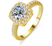 JoyceJelly 22 choices Sterling Silver 925 Rings With 1CT Colorful Moissanite Ring Plated 14K Gold Luxury Jewelry For Engagement