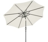 Outsunny Sombrilla Terraza Exterior con Luces LED Solares Ø292x252 cm Sombrilla de Jardín con Inclinación Ajustable hasta 45° Impermeable y Manivela Parasol para Patio Piscina sin Base Crema