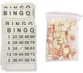 Juego de mesa de bingo, tarjetas de bingo clásicas, juego de bingo de madera vintage con 40 tarjetas de número de bingo y 75 de ajedrez