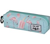 Oh My Pop Ice Flamingo FAN Square Pencil Case 2.2, Turquoise