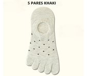 5 Pairs No Show Socks Women Non-slip Cotton Toe Socks with Separate Fingers Cute Dots Five Finger Slipper Socks Invisible