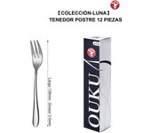 Mr.Spoon Serie Luna Tenedores 12, 48 o 120 piezas,Acero inoxidable 18/10,Alta calidad y acabado,Tenedor de mesa largo 204mm,tenedor fruta 185mm,tenedor postre 138mm,Mango monobloque,Apto para lavavajillas,Caja ecológica,Ideal para casa,hotel,restaurante