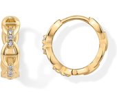 Pendientes Huggie Chapado en Oro de 14K Postes de Plata de Legislación con Zirconia Cúbica Encadenado para Mujer | Pequeños aros de Cadena CZ Oro Amarillo