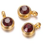 10Pcs 6mm Stainless Steel Birthstones Charms Pendants Rhinestone Crystal Beads Pendant for Necklace Bracelet Jewelry Making