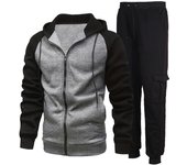 Chaqueta con capucha de dos piezas de otoño e invierno para hombre + mono, traje deportivo informal para hombre