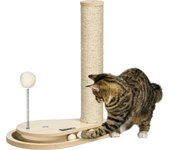 PawHut Árbol Rascador para Gatos 40 cm Torre para Gatos con Poste de Rascador Bola con Muelle y Bolas en la Pista 35x23x40 cm Roble