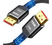 80Gbps Displayport Cable 2.1 6FT, 16K@60Hz, 8K@120Hz, 4K@240Hz, DP 2.1 Cable 16K Braided Cord, Compatible with HDR10 DSC 1.2a, G-Sync FreeSync Gaming PC, NVIDIA RTX 4090/3090, AMD 7900XTX