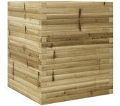 vidaXL Jardinera de madera maciza de pino 60x60x68,5 cm Color Pino natural,  Blanco,  Marrón cera y mas