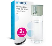 BRITA Botella Filtrante de Agua, Mod. VITAL Verde Claro (600 ml), Incluye 2 filtros MicroDisc, para hidratarse en cualquier lugar, elimina cloro, impurezas, hormonas y preserva minerales