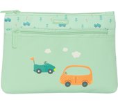 SAFTA - PORTATODO GDE. 2 CREM. FÁCIL LIMPIEZA SAFTA PREESCOLAR "COCHES" - Portatodo Grande con 2 Cremalleras Fácil Limpieza Safta Preescolar - Espacioso y Práctico para las Necesidades Escolares