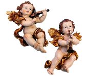 Ángeles figura 45 cm. dos piezas imagen resina para colgar instrumentos musicales violín flauta