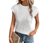 Jocoo Jolee Women's Short Sleeve Crop Tops Crewneck Textured Tops Cute Summer Tank 2024 Basic T-Shirts Work Blouses