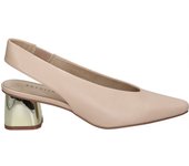 SKYDIVA | Zapatos de Tacón Skydiva Random para Mujer – Zapato de Salón en Color Beige con Tacón en Dorado – Sandalia sin Cierre – Slip On – Tacón Medio y Cómodo – Estilo Elegante – Evento – Ceremonia – Boda – Moda