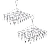 Paquete de 1 estantes de Secado de Ropa de Acero Inoxidable, Gancho Giratorio, Perchero para percheros, Ropa Interior, Sostenes, Ropa de bebé, Guantes,34Clavijas