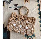 Yogodlns Summer Hollow Out Straw Bag Women Handmade Weave Handle Bag Beach Ladge Capacity Handbag Casual Rattan Lady Beach Bag
