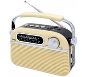 Radio retro/vintage color crema | SAMI - Radio con puerto USB, bluetooth, asa de transporte, iluminación LED // Ref: RS-11809
