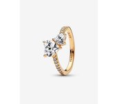 Pandora - Anillo brilliant De Doble Corazón-Baño de Oro de 14K