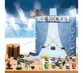 Calendario de Adviento de cuenta regresiva con kit de fútbol navideño 2024, calendario de Adviento de hockey, calendarios de Adviento de bloques de construcción de 24 días, adorno de hockey en miniatura para decoración de oficina, aula y hogar
