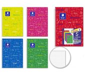 Golden Pack de 5 Cuadernos Asignatura Folio 80 Hojas 90gr Cuadricula 4x4 - Resistente - Tapa Dura - Ideal para Estudiantes - Colores Surtidos
