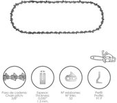 Cadena motosierra 3/8 / 0.050 1,3 mm. / 52 eslabones / 91 p