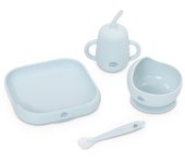 Set de 4 Piezas de Vajilla Infantil, 100% Silicona, Color Azul, Interbaby