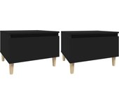 vidaXL Mesas auxiliares 2 uds contrachapada 50x46x35 cm Blanco, Negro, Blanco brillante Mesa de sofá Mesa de Entrada para Salón Consola de Entrada Mueble Recibidor Mesita Mesa auxiliar Salon