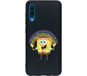 Funda original compatible con Samsung Galaxy A70 Negro con un diseño de Bob Esponja Arco Iris