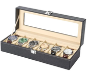Hot Sale PU Leather Display Storage Collection Organizer watch box Case With Glass Top Slot Men Watch Bracket Display Box Gifts
