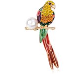 Cute animal imitation bird colorful parrot brooch shiny crystal metal pin men's and women's daily party pin jewelry gifts