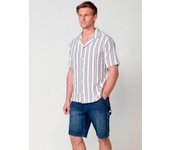 Koroshi Camisa de manga corta a rayas verticales para hombre color offwhite
