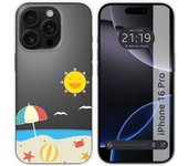 Tumundosmartphone Funda Silicona Transparente para Iphone 16 Pro (6.3) diseño Playa Dibujos