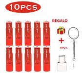 JASTER 10 PCS LOT Pen Drive 128GB 3 IN 1 Memoria USB 64GB Key Chain USB Flash Drive 32GB Free TYPE-C Adapter Memory Stick Gift