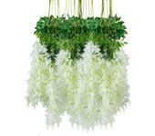 12pcs Artificial Wisteria Flowers Hanging Garland Wedding Home Garden Decoration Vine Rattan Fake Flower String Ceiling Supplies