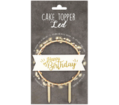 Glotomania - Topper para Tarta Scrapcooking Happy Birthday LED - Diseño de Madera con Luces LED