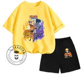 2024 Summer Most Popular Children's NARUTO Anime Character Print Design O-neck Lightweight Short Sleeve and Shorts Two-piece Set