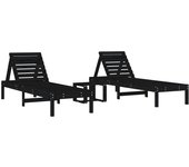 VidaXL Conjunto de jardín 2 tumbonas + 1 mesita