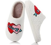 LINDAS ZAPATILLAS PARA MUJER - Zapatillas de casa para interiores mullidas, acogedoras y cálidas - Lindas zapatillas con forma de corazón para mujer