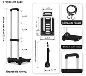 Folding Hand Truck Lightweight Dolly Foldable Luggage Cart With 2 Rotate Wheels Utility Cart With Adjustable Handle Trolleys