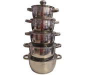 Set olla - juegos de ollas - 10 piezas - marca EISENBACH - apto para todo tipo de fuegos - INDUCCIÓN - ACERO INOXIDABLE -  MEDIDAS 24/22/20/18/16 CM DE DIAMETRO