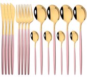 SSITO 16PCs Cuchillo, Cuchillo, Cubierta Juego de Vajilla de Cena de Maple Inoxidable Rosa