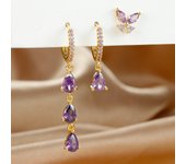 3PCS Vintage Water Drop Cube Zircon Pendant Hoop Earrings Set For Women Stainless Steel Premium Huggie Earring Fashion Jewelry