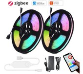 Tuya Zigbee 5050 RGB LED Strip 60leds/m 12V 1m 2m 3m 4m 5m 10m Dimmable Lights Band Kit Smart Life APP fr Alexa Google assistant