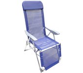 SANCO STORE - PAPILLON Silla Playa Estructura Aluminio, Reclinable 5 Posiciones Con Reposapies, Silla Multiposición, Silla Con Reposabrazos