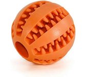 Juguete para perros, pelotas de goma interactivas, juguetes para masticar para perros, cachorros y gatos, pelota para limpiar los dientes de las mascotas, comida para perros, color naranja, S, 5 cm