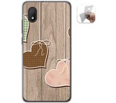 Tumundosmartphone Funda Gel Tpu para Alcatel 1B 2020 diseño Corazones Madera Dibujos