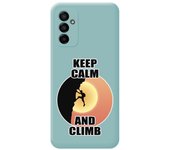 Funda Silicona Líquida Azul para Samsung Galaxy M13 4G diseño Hombre Escalada Dibujos