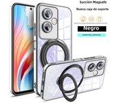 Luxury Plating Ring Magnetic Clear Phone Case for OPPO A79 5g A77 5g A77S 4g A57 A53 A53S 4g A17 A17K with Holder Stand Cover