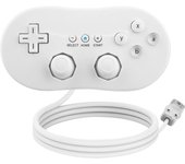 Mando clásico con cable y joystick para Nintendo Wii, color blanco